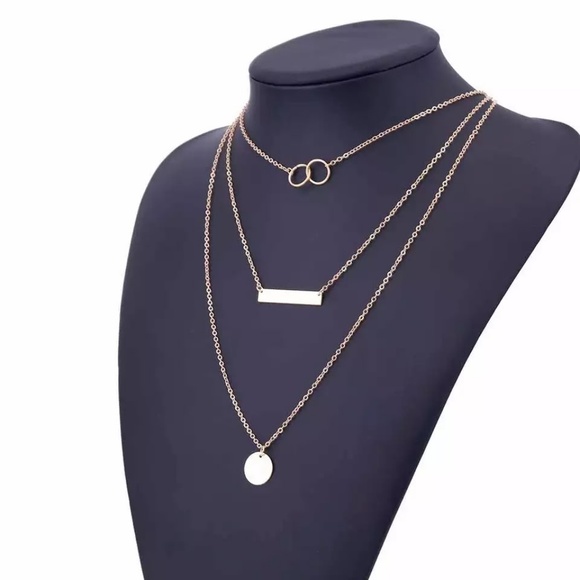 5 for $25 Three Layer Bar Medallion Necklace - Picture 4 of 6